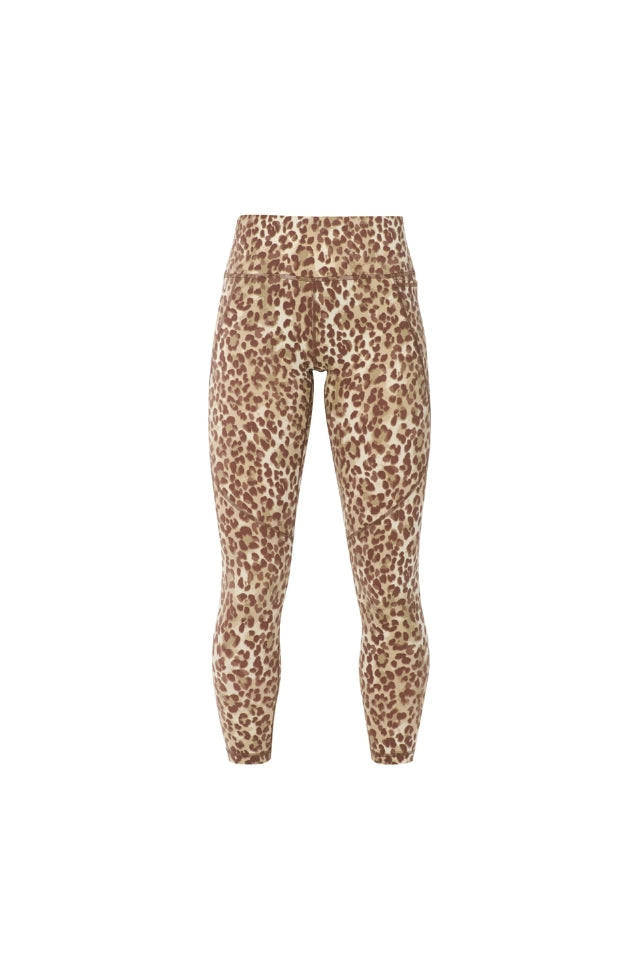 Power 7/8 Workout Leggings - Beige Ink Leopard Print