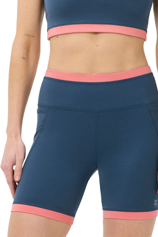 Power Colourblock 6" Short - Indiglow Blue / Melrose Pink