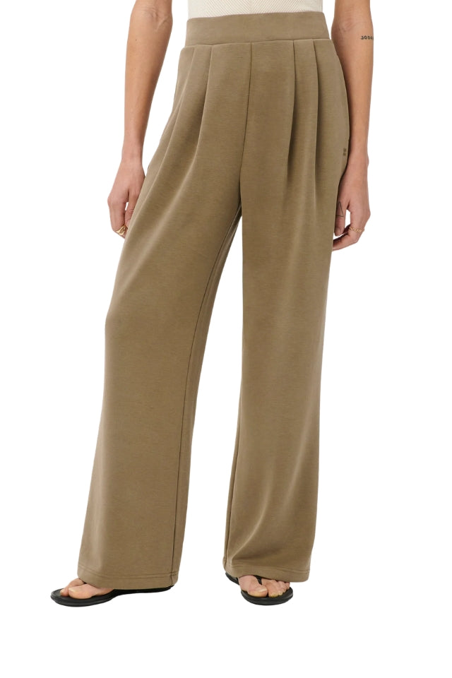 Sand Wash Wide Leg Trouser - Khaki Brown