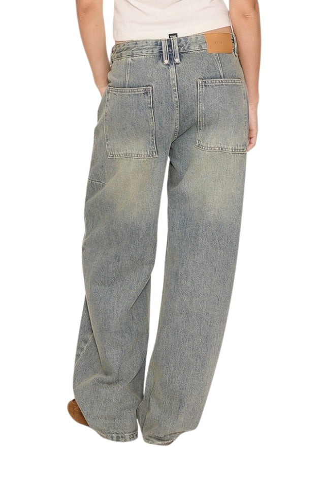 Sloane Low Rise Barrel Jean - Granite Green Tint