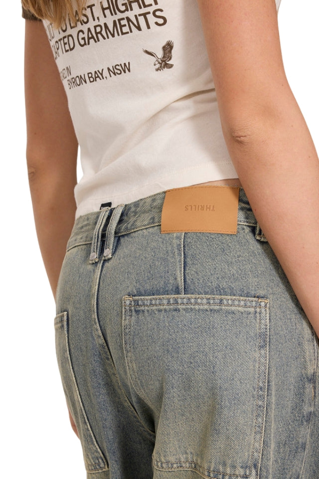 Sloane Low Rise Barrel Jean - Granite Green Tint