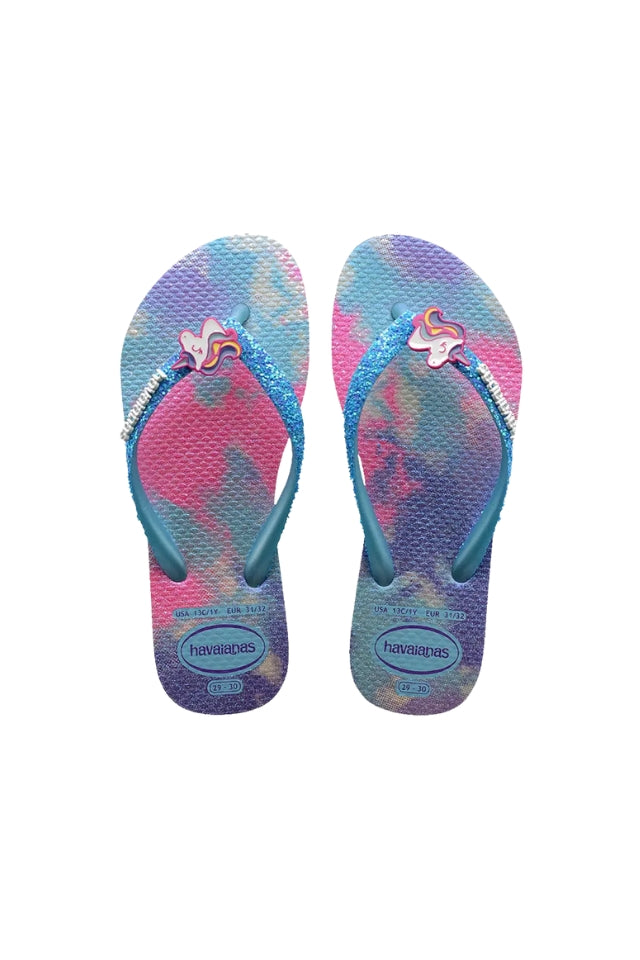 Kids Slim Glitter Jandals - Unicorn