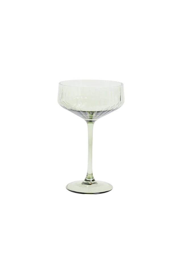 Ribbed Coupe Cocktail Glasses Set 2 - Olive Green