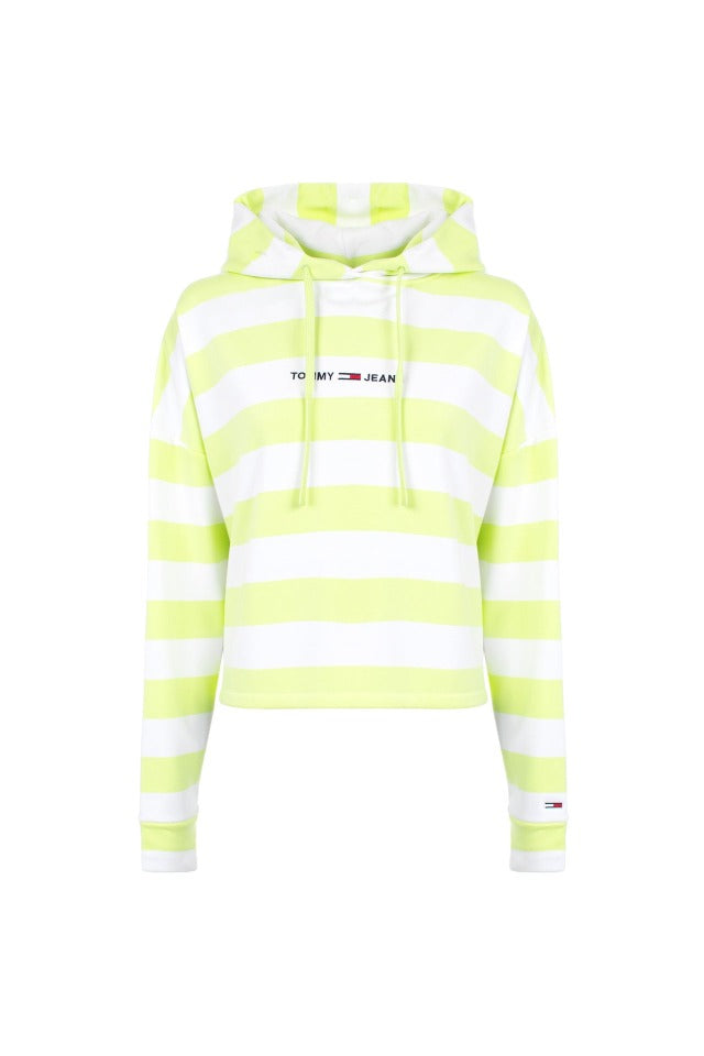 Tommy Jeans Boxy Stripe Hoodie Faded Lime White Stripe 