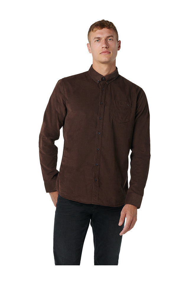 12430917 No Excess Fine Corduroy Shirt Coffee