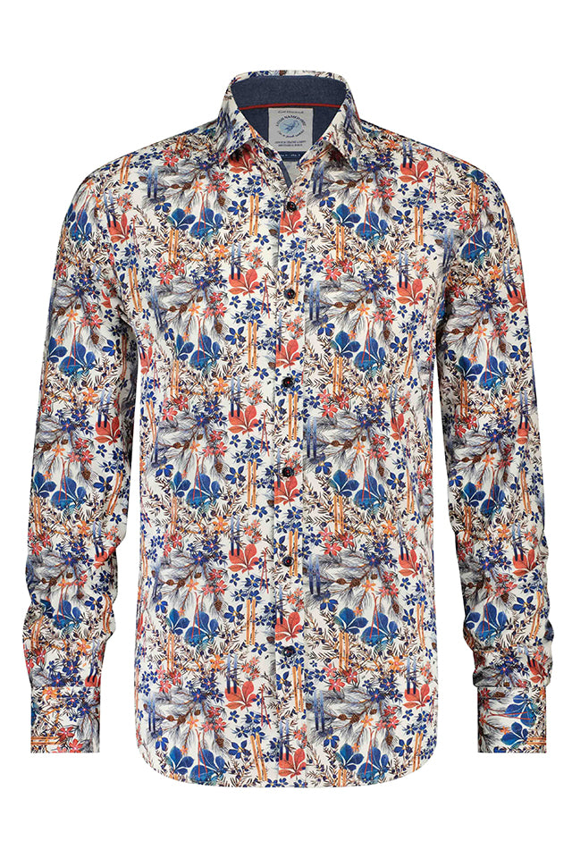 25.028 A Fish Named Fred Flower Print Shirt Off White