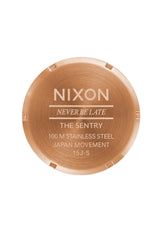 Nixon Sentry Leather Watch Rose Gold Gunmetal Brown