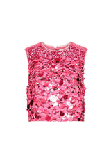 Aje 22SS1891 Celeste Sequin Shell Top Pink Red