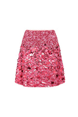 Aje 22SS4229 Cherie Sequin Mini Skirt Pink Red