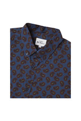BS0066684850 Ben Sherman Mini Paisley Print Shirt Blue Denim