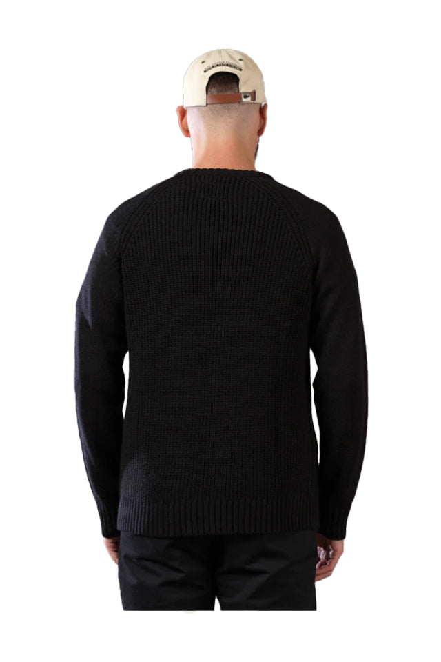 JAF1260 Just Another Fisherman Fish Rib Crew Sweater Black
