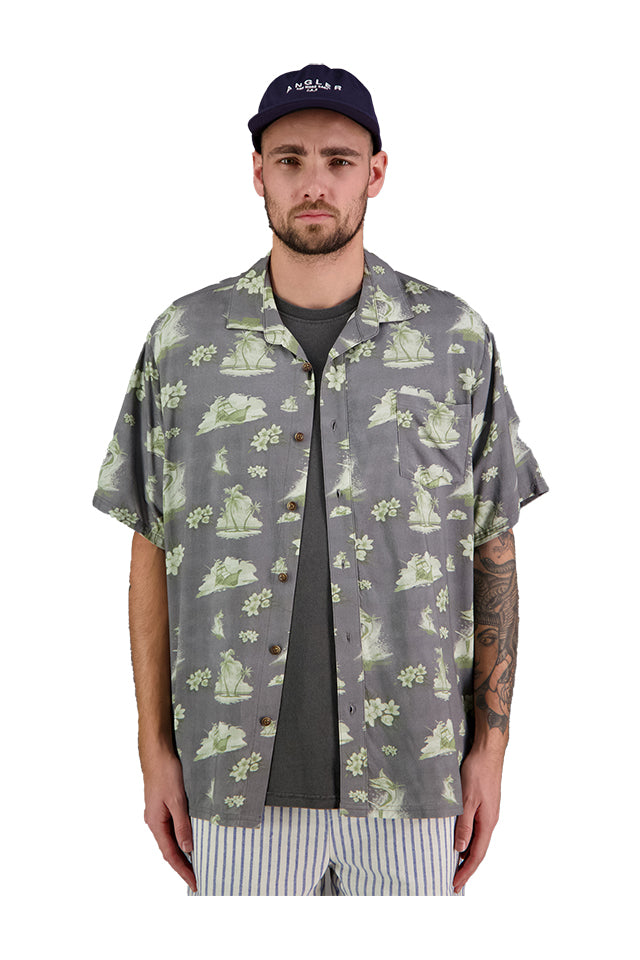 JAF1406 Just Another Fisherman Marlin Bloom Shirt Aged Black