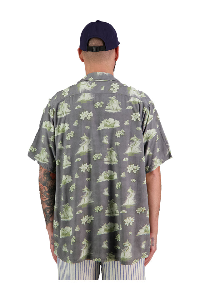JAF1406 Just Another Fisherman Marlin Bloom Shirt Aged Black