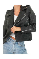 Understated Leather Pebbled Slick Leather Jacket