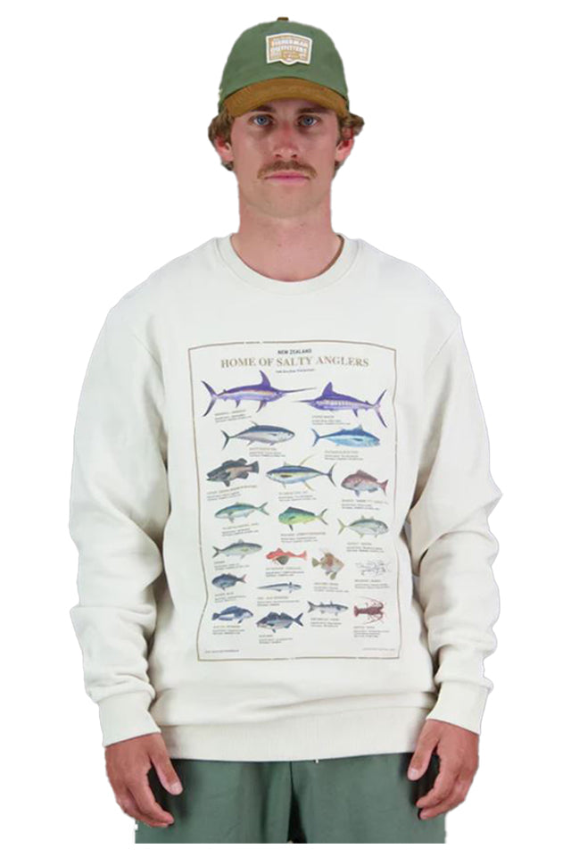 Just Another Fisherman JAF1470 Home of the Salty Anglers Crew Antique White