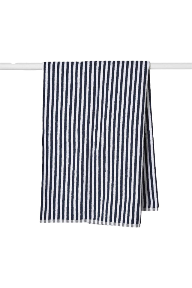 NTP5009BTN Citta Wide Stripe Cotton Bath Towel Navy White
