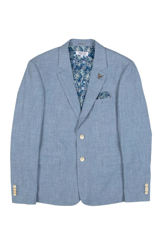 Pearly King Flood Single Breasted Blazer Pale Blue
