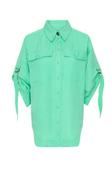 RE1944 Aje Signal Ruched Sleeve Shirt Marine Green