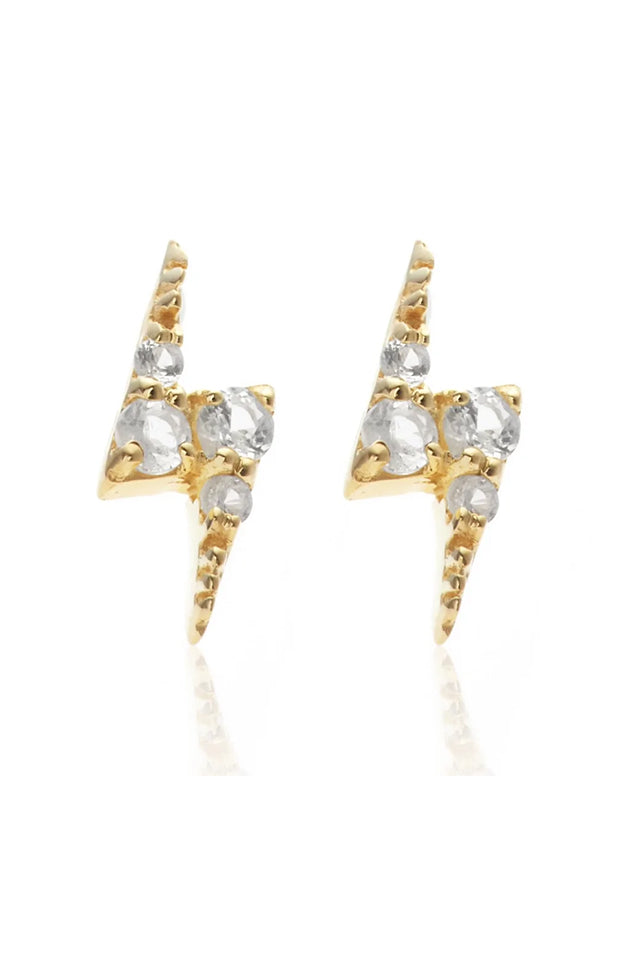 SFE18G Silk & Steel Thunderbolt Stud White Topaz Gold