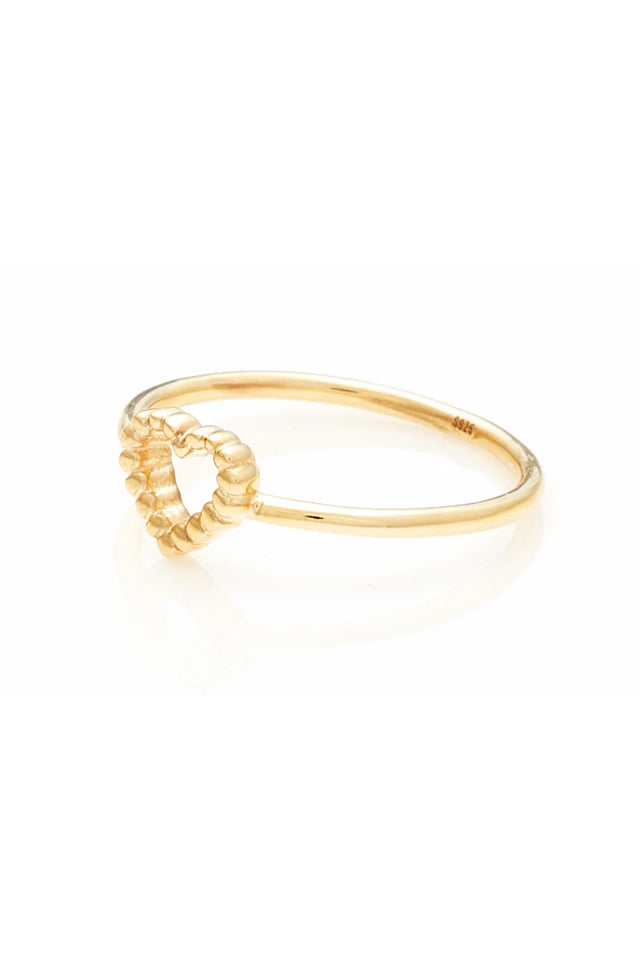 SFR17G Silk & Steel Cutout Heart Ring Gold