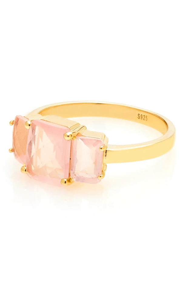 SLR40RQGM Silk & Steel Reverie Ring Rose Quartz Gold