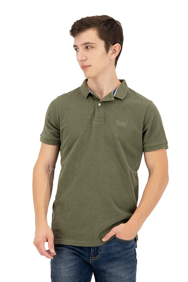 SM24WP9W Superdry Classic Pique Polo Thrift Olive Marle 