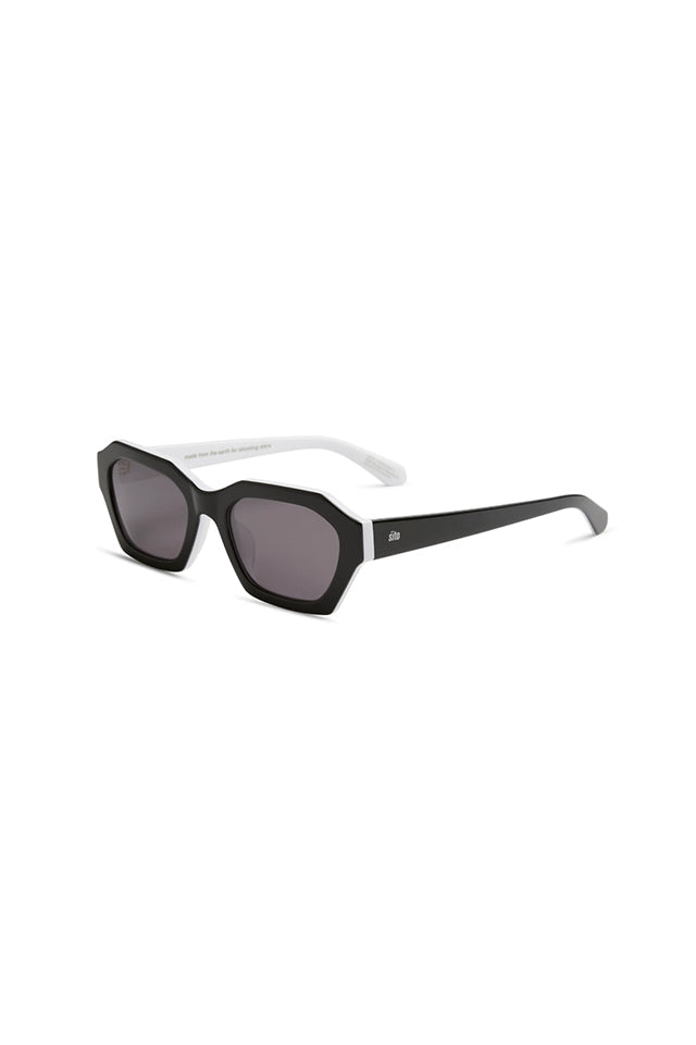 Sito Shades Kinetic Sunglasses Black and White With Smokey Grey 