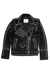 Understated Leather Suede Dome Studded Leather Jacket Black