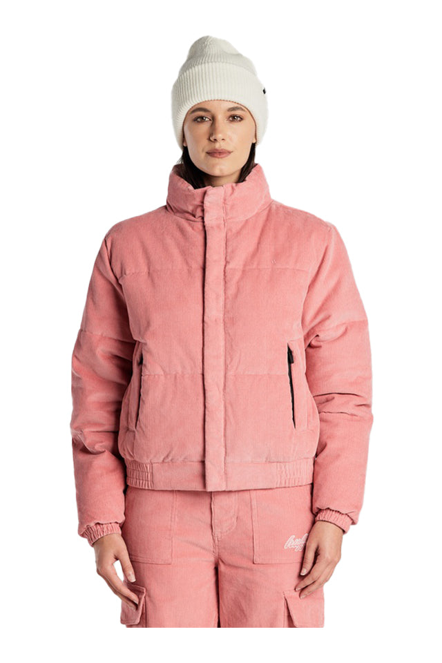 Pink cord outlet puffer jacket