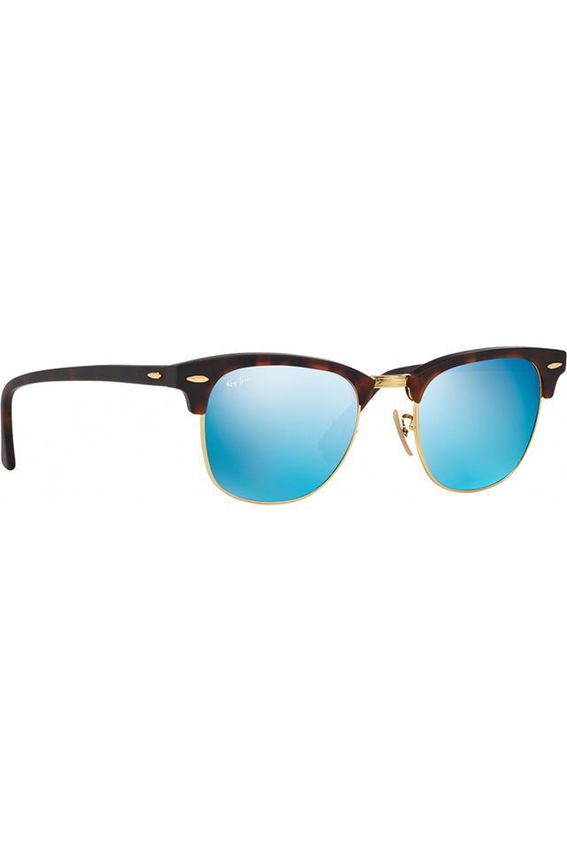 Ray Ban Clubmaster Sand Havana Sunglasses Blue Mirror Tortoise