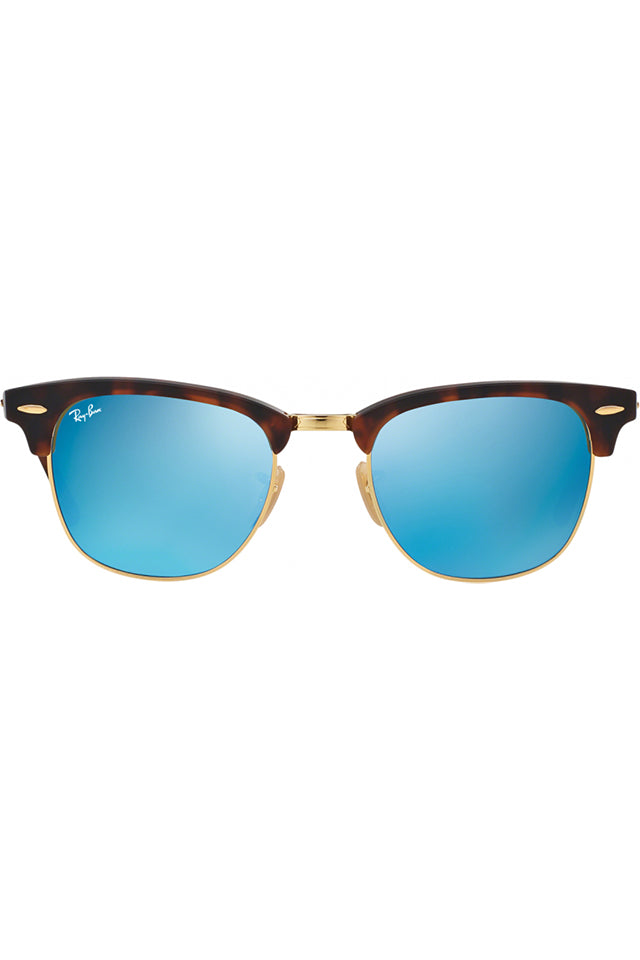 Ray Ban Clubmaster Sand Havana Sunglasses Blue Mirror Tortoise