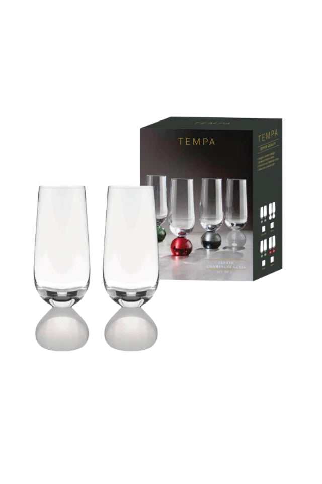 Zephyr White 2pk Champagne Glass