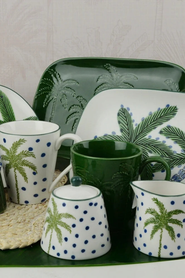 Rectangle Plate - White Palm