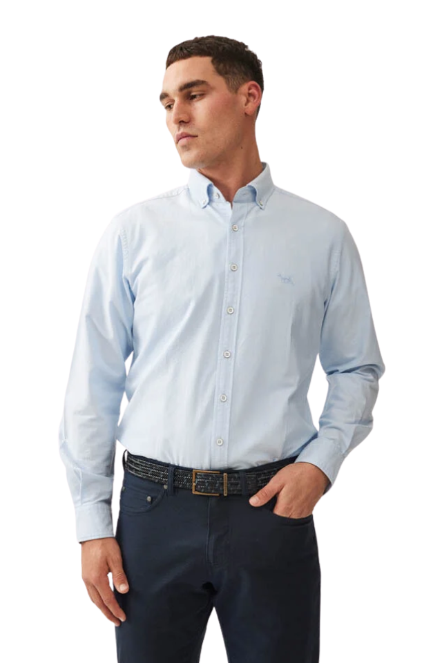 Gunn Oxford Sports Fit Shirt - Cornflower