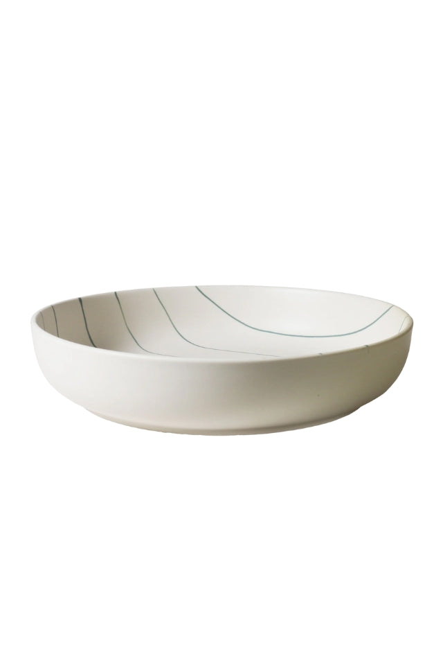 Salad Bowl - Coastal Junction Cream W/Green Stripe