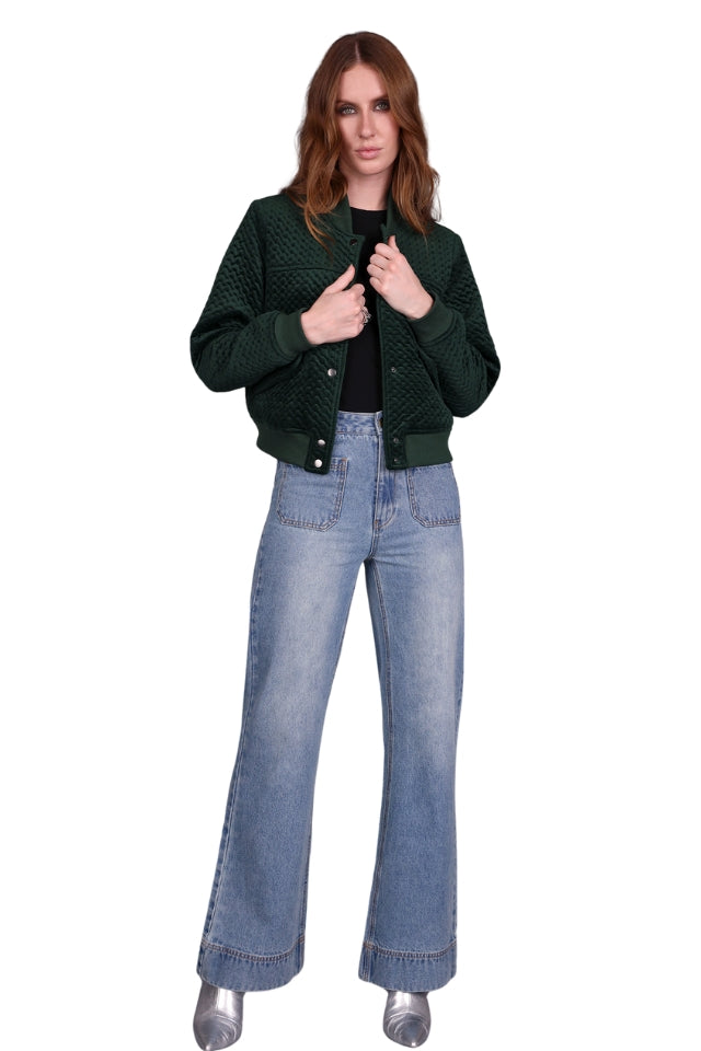 Crop Velvet Bomber