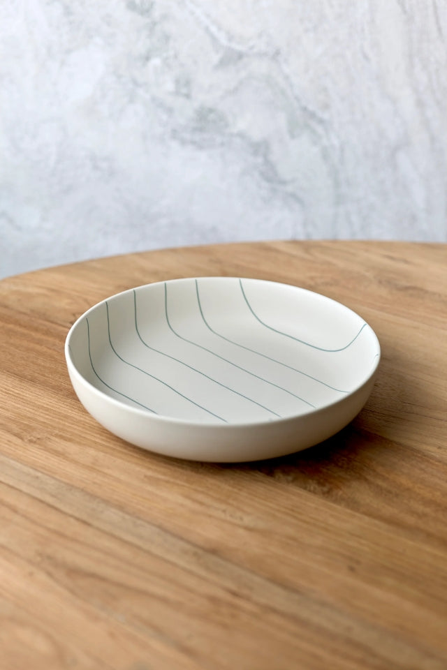 Salad Bowl - Coastal Junction Cream W/Green Stripe