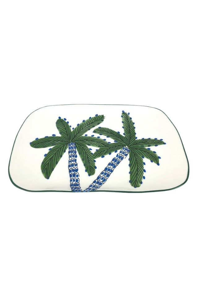 Rectangle Plate - White Palm