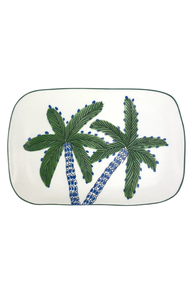 Rectangle Plate - White Palm