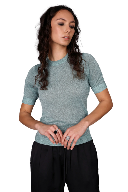 Short Sleeve Lurex Sweater