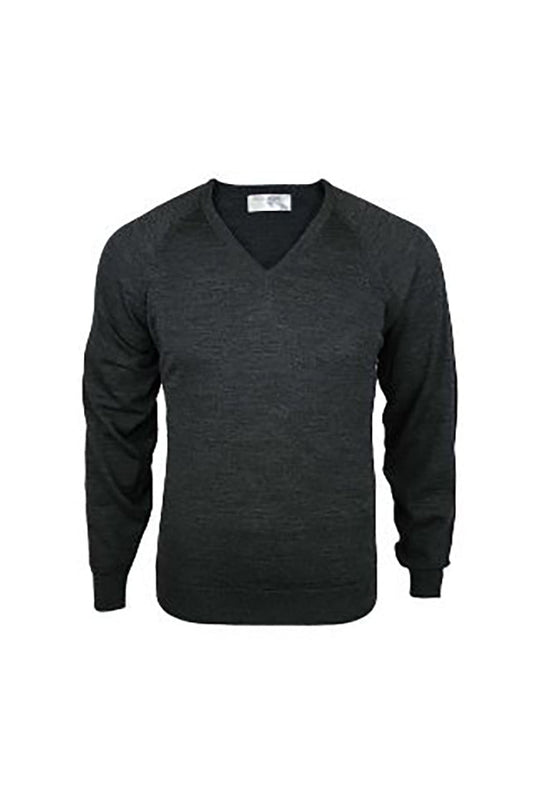 Fine Merino V-neck Jersey - Charcoal