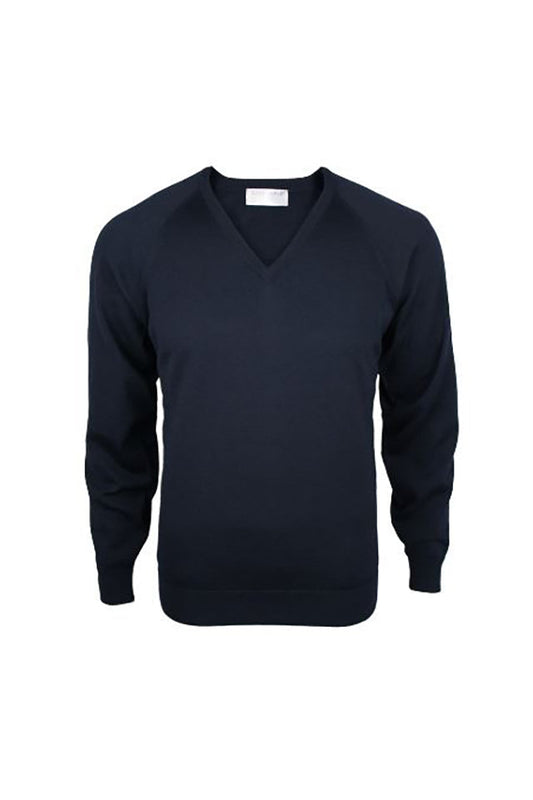 Fine Merino V-neck Jersey - Dark Navy