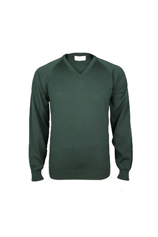 Fine Merino V-neck Jersey - Dark Olive