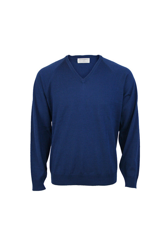 Fine Merino V-neck Jersey - Marine