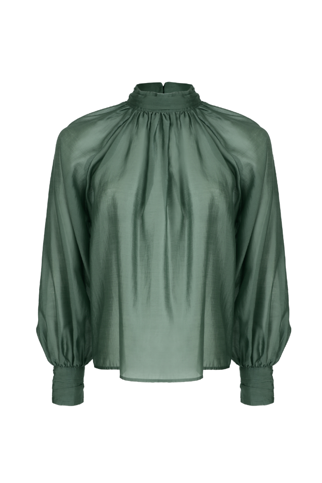 High Neck Detail Top - Sage