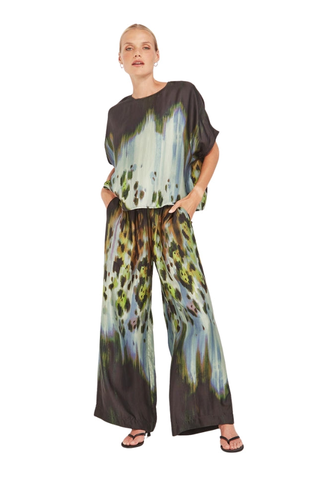 Atlanta Print Top - Mint/Hazy Blue
