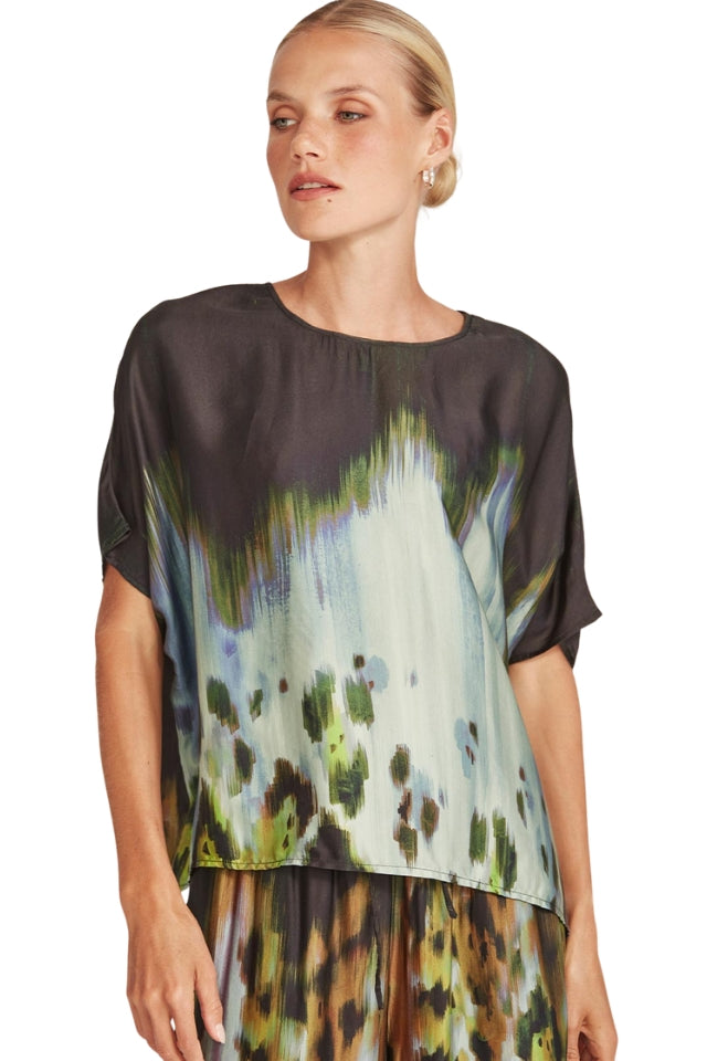 Atlanta Print Top - Mint/Hazy Blue