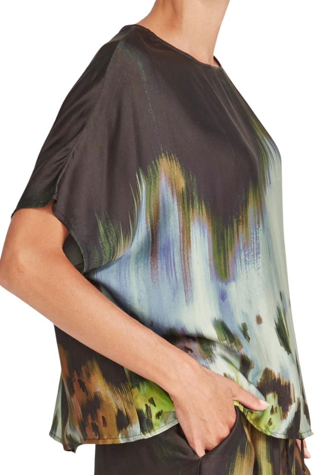 Atlanta Print Top - Mint/Hazy Blue