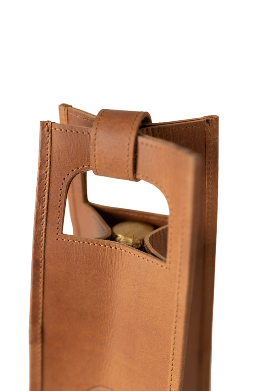 Leather Wine Bag - Tan