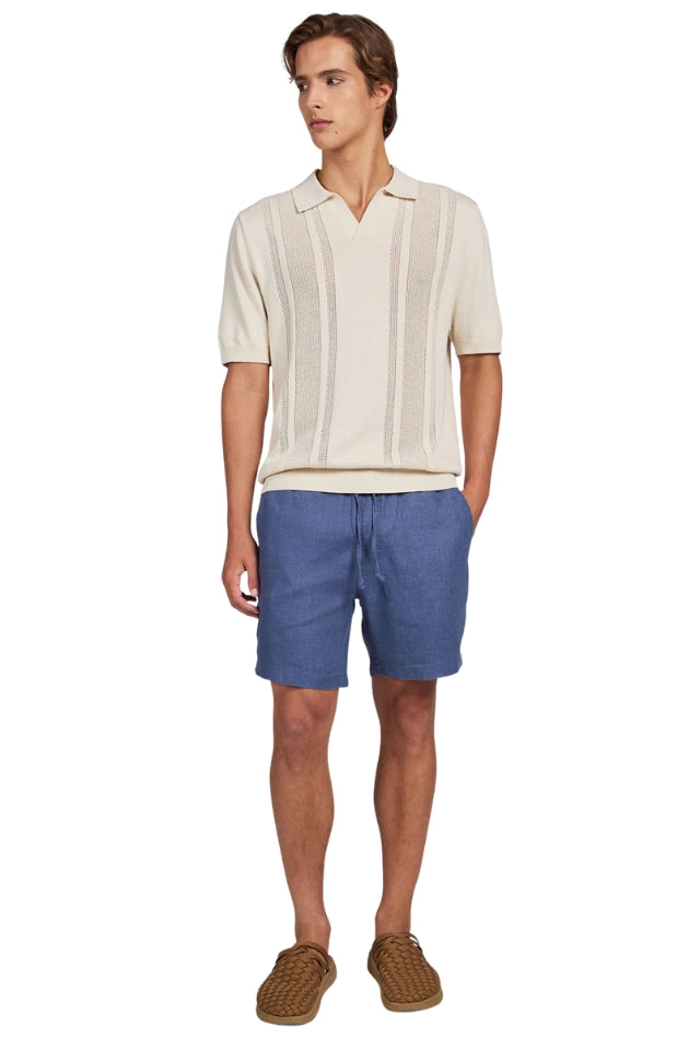 Riviera Linen Short - Petrol Blue Blue 30